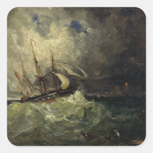 Pegatina Cuadrada La Tempête - Félix Ziem