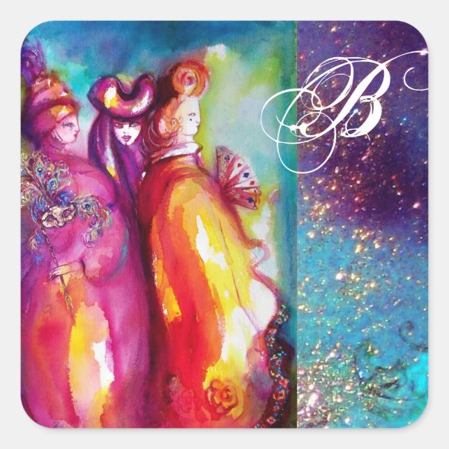 Pegatina Cuadrada LA TERCERA MÁSCARA , Monograma (Anverso)