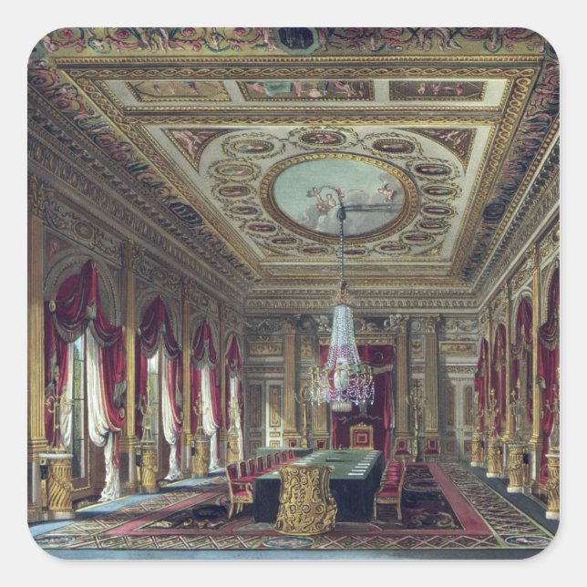 Pegatina Cuadrada La Throne Room, Carlton House, de 'The History (Anverso)