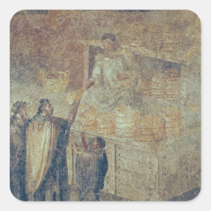 Pegatina Cuadrada La tienda de panadería de la Casa del