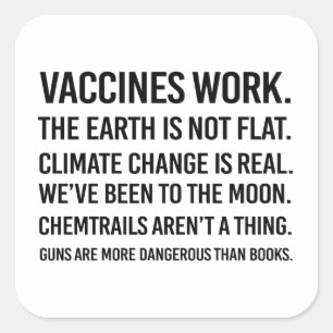 Pegatina Cuadrada La Tierra no es plana y el cambio climático es rea
