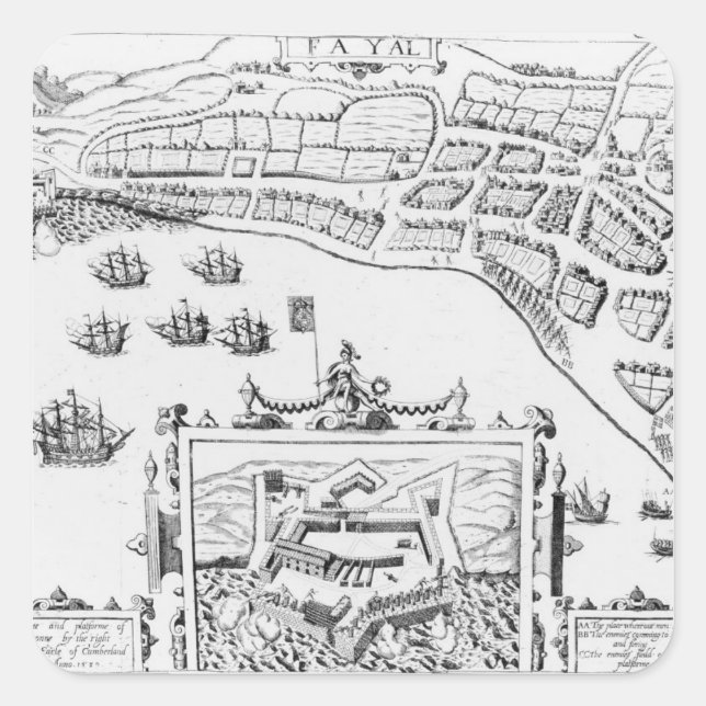 Pegatina Cuadrada La toalla y la plataforma de Fayall (Anverso)