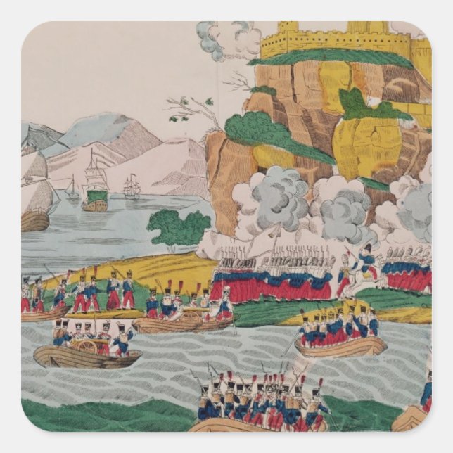 Pegatina Cuadrada La toma de Argel por los franceses (Anverso)