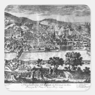 Pegatina Cuadrada La toma de Heidelberg el 22 de mayo de 1693