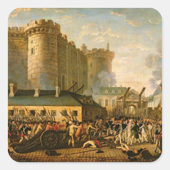 Pegatina Cuadrada La toma de la Bastilla, 14 de julio de 1789 (Anverso)