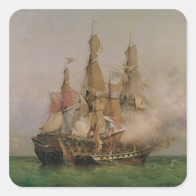 Pegatina Cuadrada La toma de la 'Kent' (Anverso)