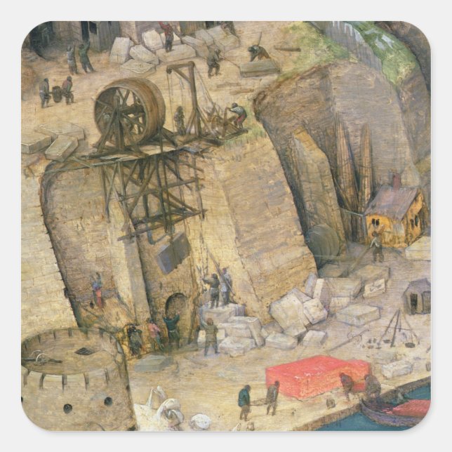 Pegatina Cuadrada La Torre de Babel (Anverso)