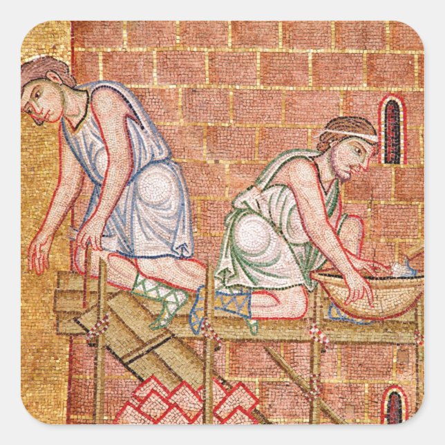 Pegatina Cuadrada La Torre de Babel, del Atrio (Anverso)