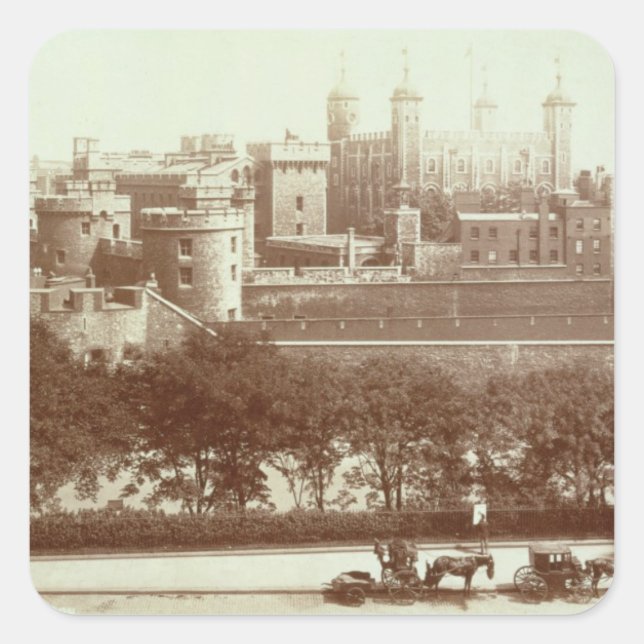 Pegatina Cuadrada La Torre de Londres (foto de sepia) (Anverso)