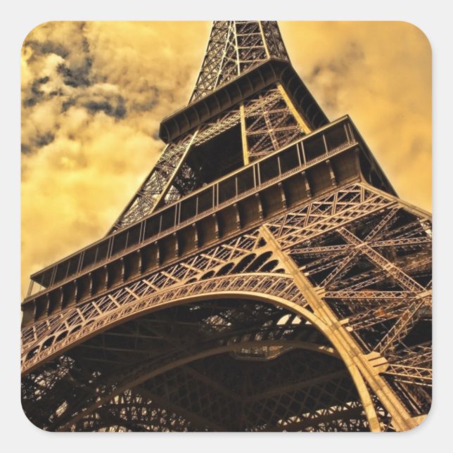 Pegatina Cuadrada La torre Eiffel en París Francia (Anverso)