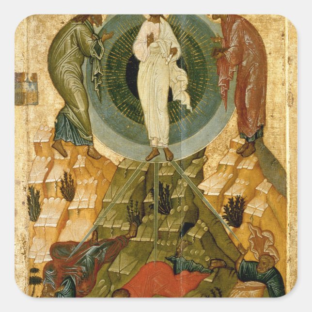 Pegatina Cuadrada La transfiguración de nuestro Señor (Anverso)