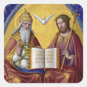 Pegatina Cuadrada La trinidad santa de Jean Bourdichon circa 1508