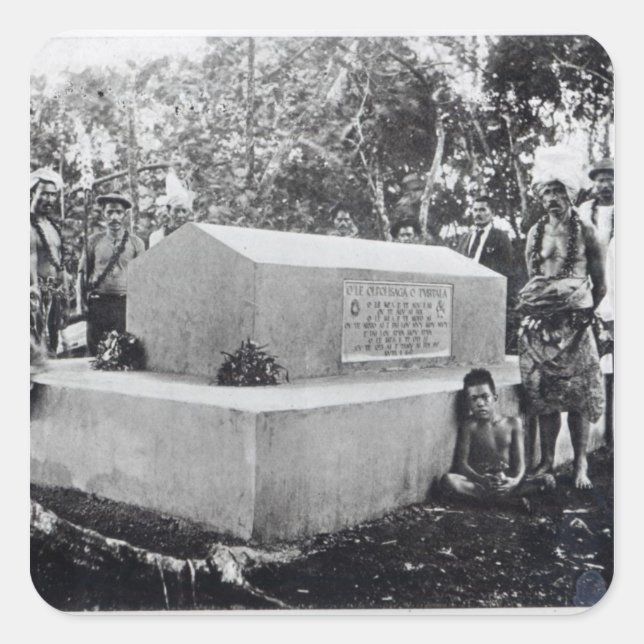 Pegatina Cuadrada La tumba de Tusitala (Anverso)