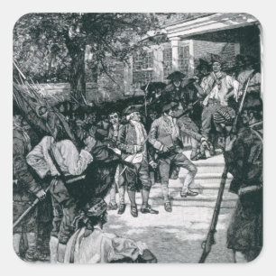 Pegatina Cuadrada La turba de Shays en posesión de un tribunal