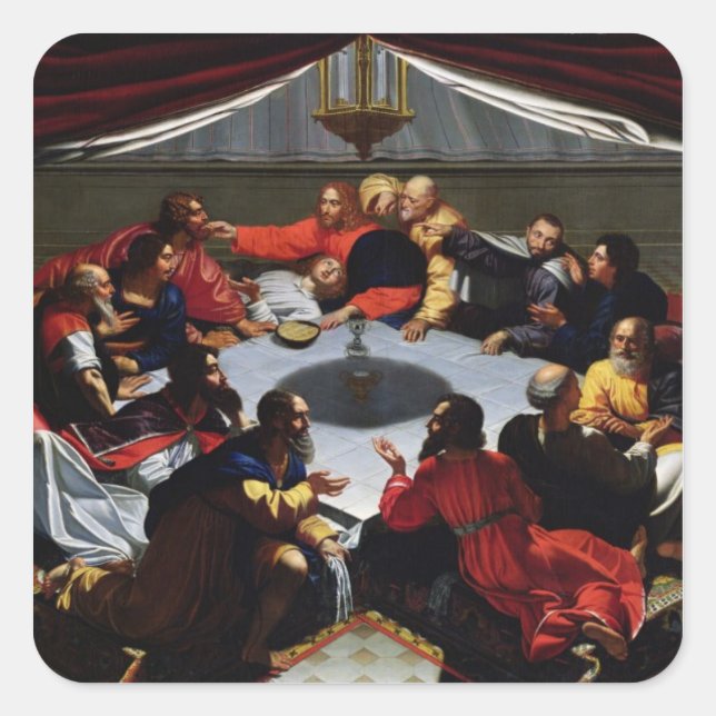 Pegatina Cuadrada La última cena (Anverso)