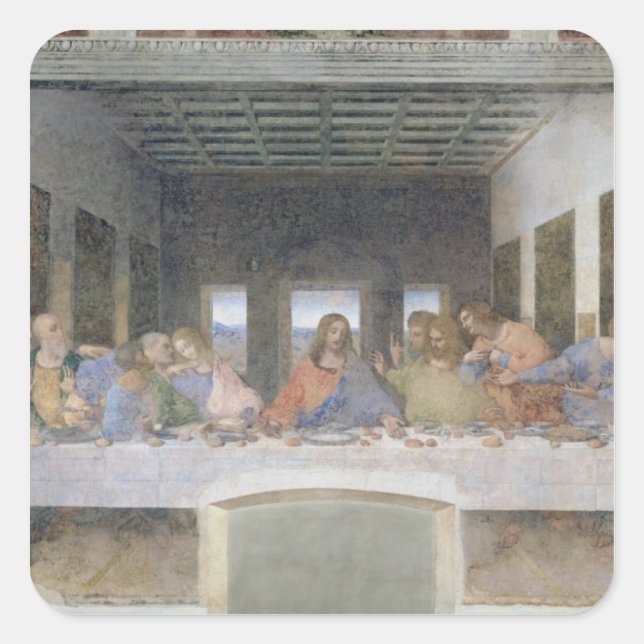 Pegatina Cuadrada La última cena, 1495-97 2 (Anverso)