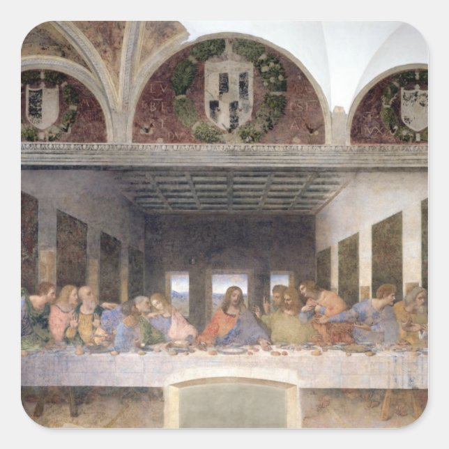 Pegatina Cuadrada La última cena, 1495-97 3 (Anverso)