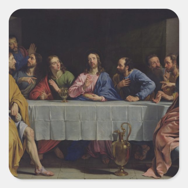 Pegatina Cuadrada La última cena, 1648 (Anverso)