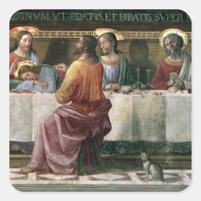 Pegatina Cuadrada La última cena 2 (Anverso)