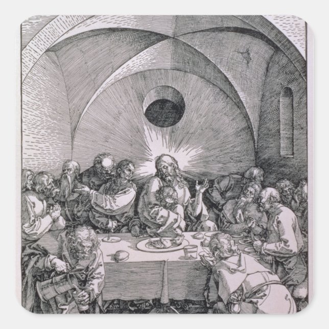 Pegatina Cuadrada La última cena de la "gran pasión" (Anverso)