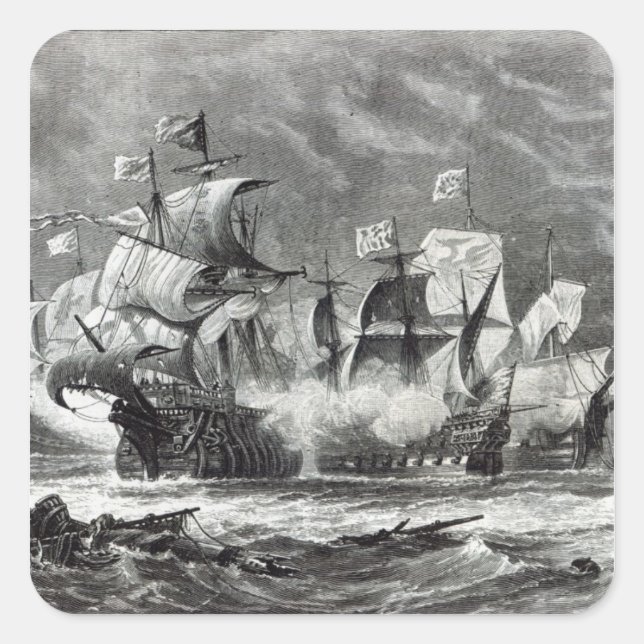 Pegatina Cuadrada La vanguardia, bajo Sir William Winter (Anverso)