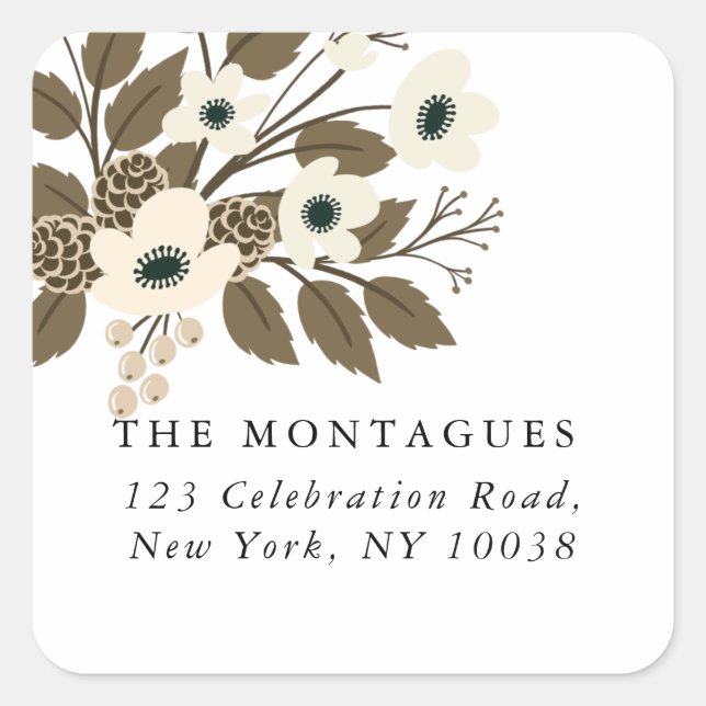 Pegatina Cuadrada La vegetación de los Navidades botánicos de invier (Anverso)