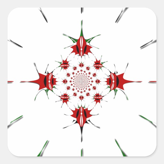 Pegatina Cuadrada La vibrante bandera Escudo de la República de Keni (Anverso)