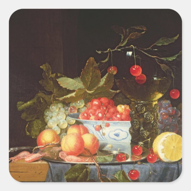Pegatina Cuadrada La vida de la fruta (Anverso)