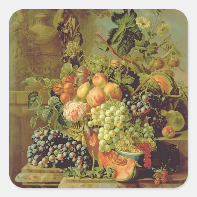 Pegatina Cuadrada La vida de la fruta (Anverso)
