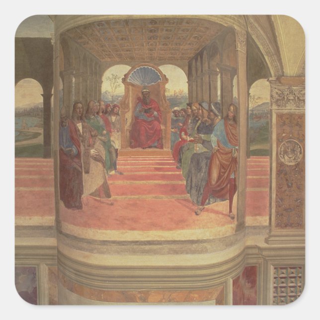Pegatina Cuadrada La vida de San Benedicto (fresco) (detalle) (Anverso)