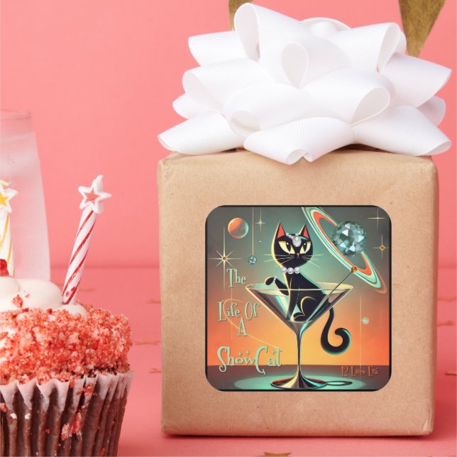 Pegatina Cuadrada La Vida De Un Gato De Chispa (Fiesta)