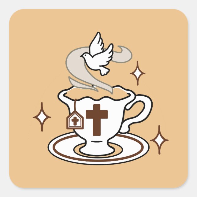 Pegatina Cuadrada La vida es dulce con Jesús - Té de fe cristiana (Anverso)