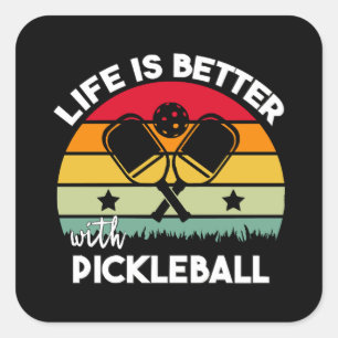 Pegatina Cuadrada La vida es mejor con Pickleball