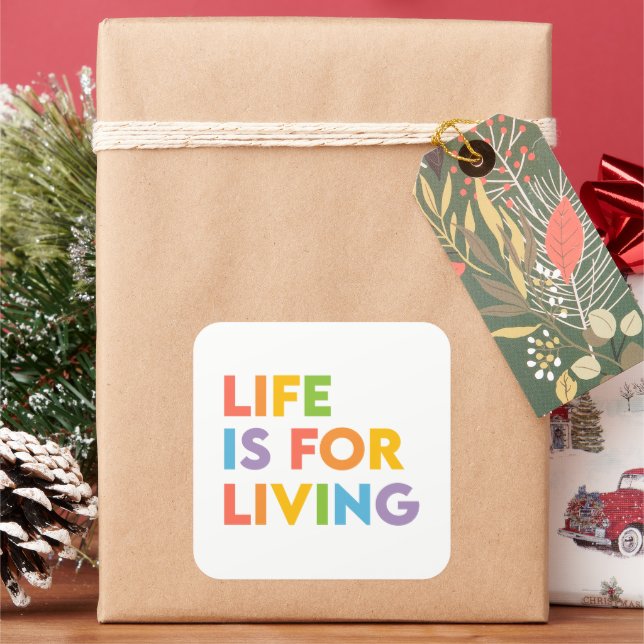 Pegatina Cuadrada La vida es para vivir (Vacaciones)