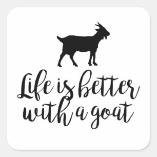 Pegatina Cuadrada La vida mejor con la cabra