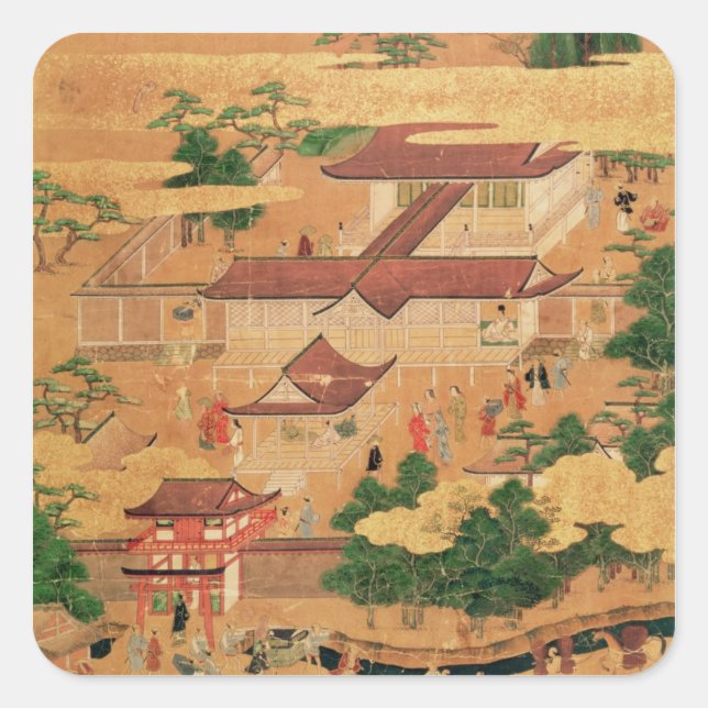 Pegatina Cuadrada La vida y pasatiempos de la corte japonesa, Tosa (Anverso)