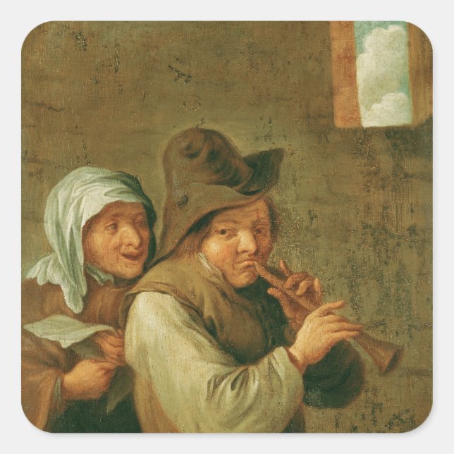 Pegatina Cuadrada La vieja pareja (Anverso)