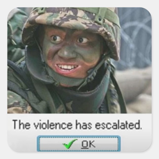 Pegatina Cuadrada La violencia se ha intensificado. (Anverso)