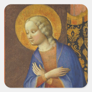 Pegatina Cuadrada La Virgen anuncia, C. 1430 (el tempera en el