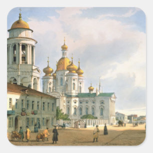 Pegatina Cuadrada La Virgen de la iglesia de Vladimir