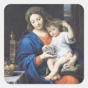 Pegatina Cuadrada La Virgen de las uvas, 1640-50