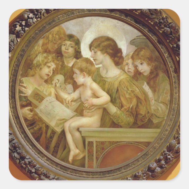 Pegatina Cuadrada La Virgen de los Ángeles (Anverso)