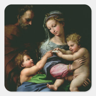 Pegatina Cuadrada La Virgen del color de rosa, c.1518