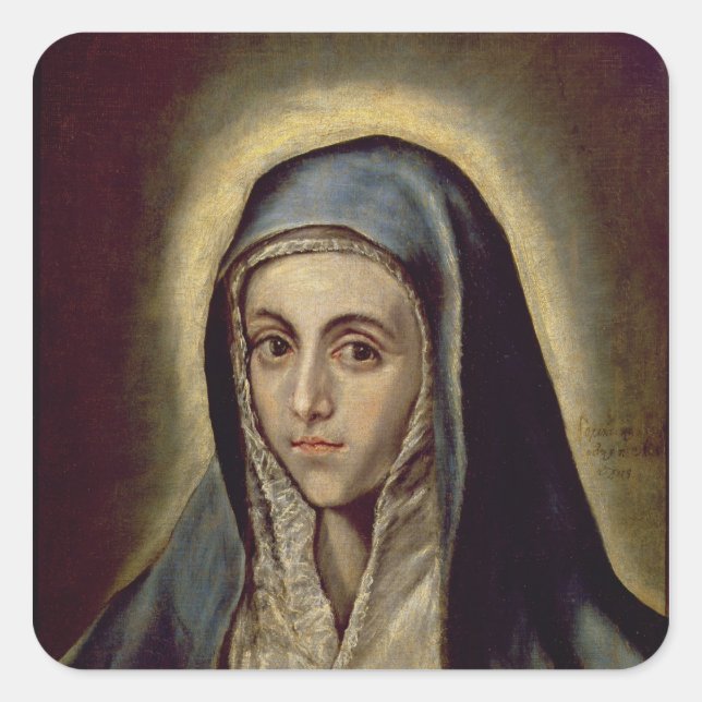 Pegatina Cuadrada La Virgen María, c.1594-1604 (Anverso)