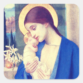 Pegatina Cuadrada La Virgen María y el Niño Jesús Gracia del Renacim