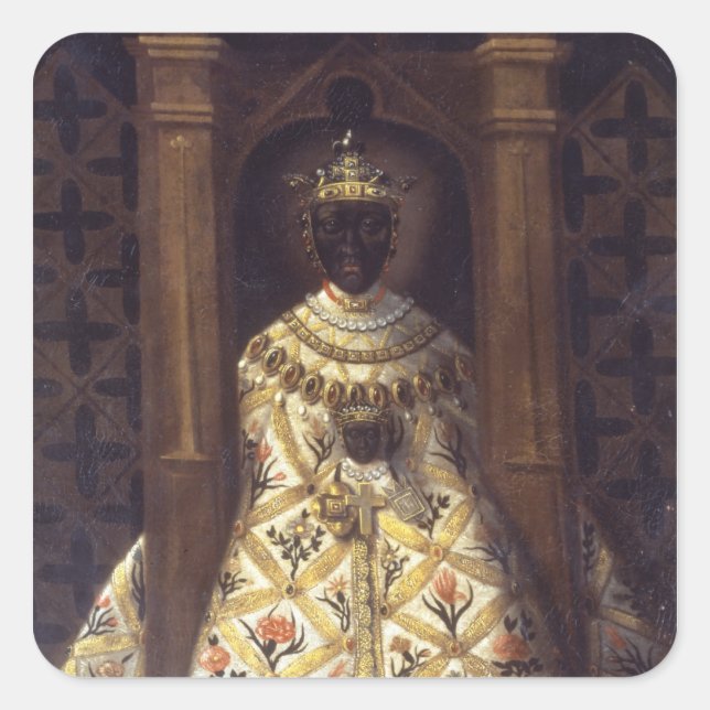 Pegatina Cuadrada La Virgen Negra en la Chadaraita (Anverso)