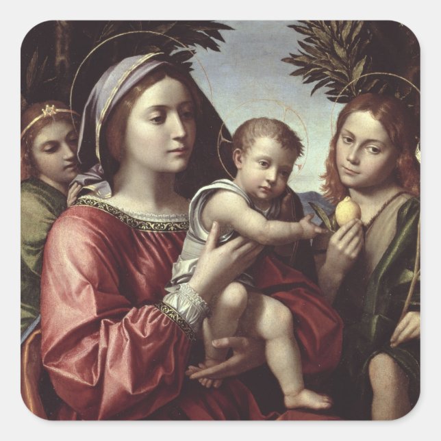 Pegatina Cuadrada La Virgen y el Niño (Anverso)