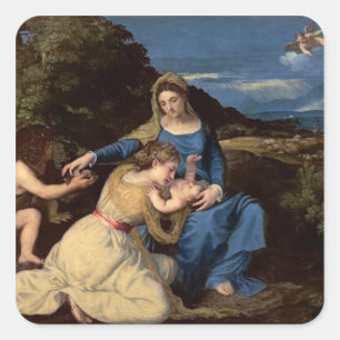 Pegatina Cuadrada La Virgen y el niño con los santos, 1532