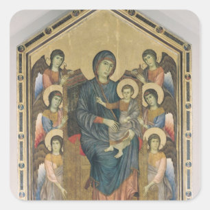Pegatina Cuadrada La Virgen y el niño en majestad
