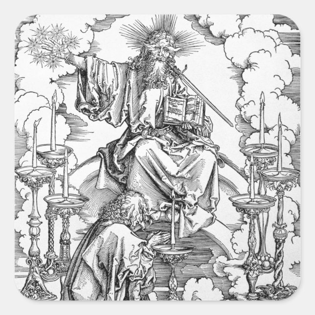 Pegatina Cuadrada La visión de los siete candeleros (Anverso)